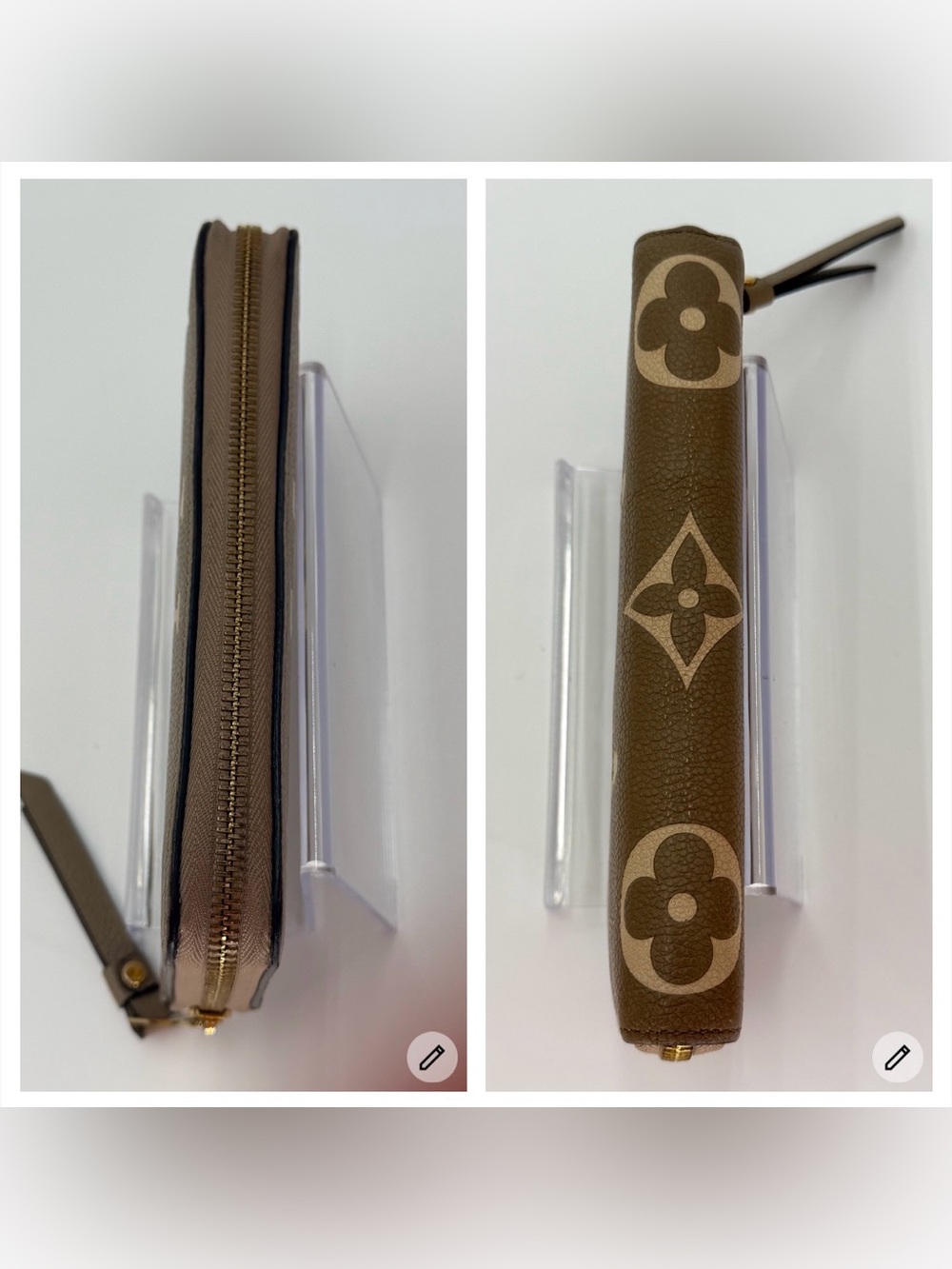 Louis Vuitton Bi Color Empriente Taupe/Cream Monogram Zippy Wallet w/Entrupy COA - Picture 7 of 14